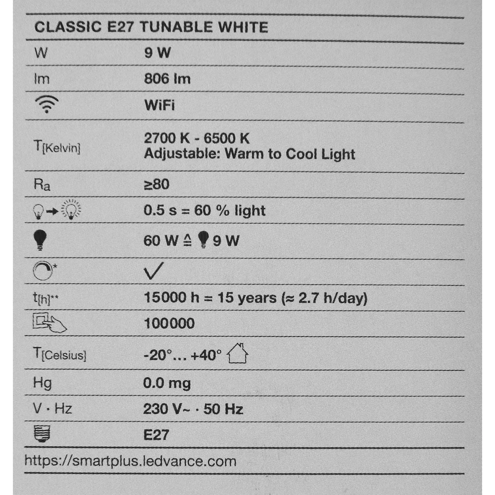 Лампа умная светодиодная Wi-Fi Osram Smart Plus E27 220-240 В 9 Вт груша матовая 806 лм, изменение оттенков белого 89143904 STLM-2029779 LEDVANCE  - Вид №6