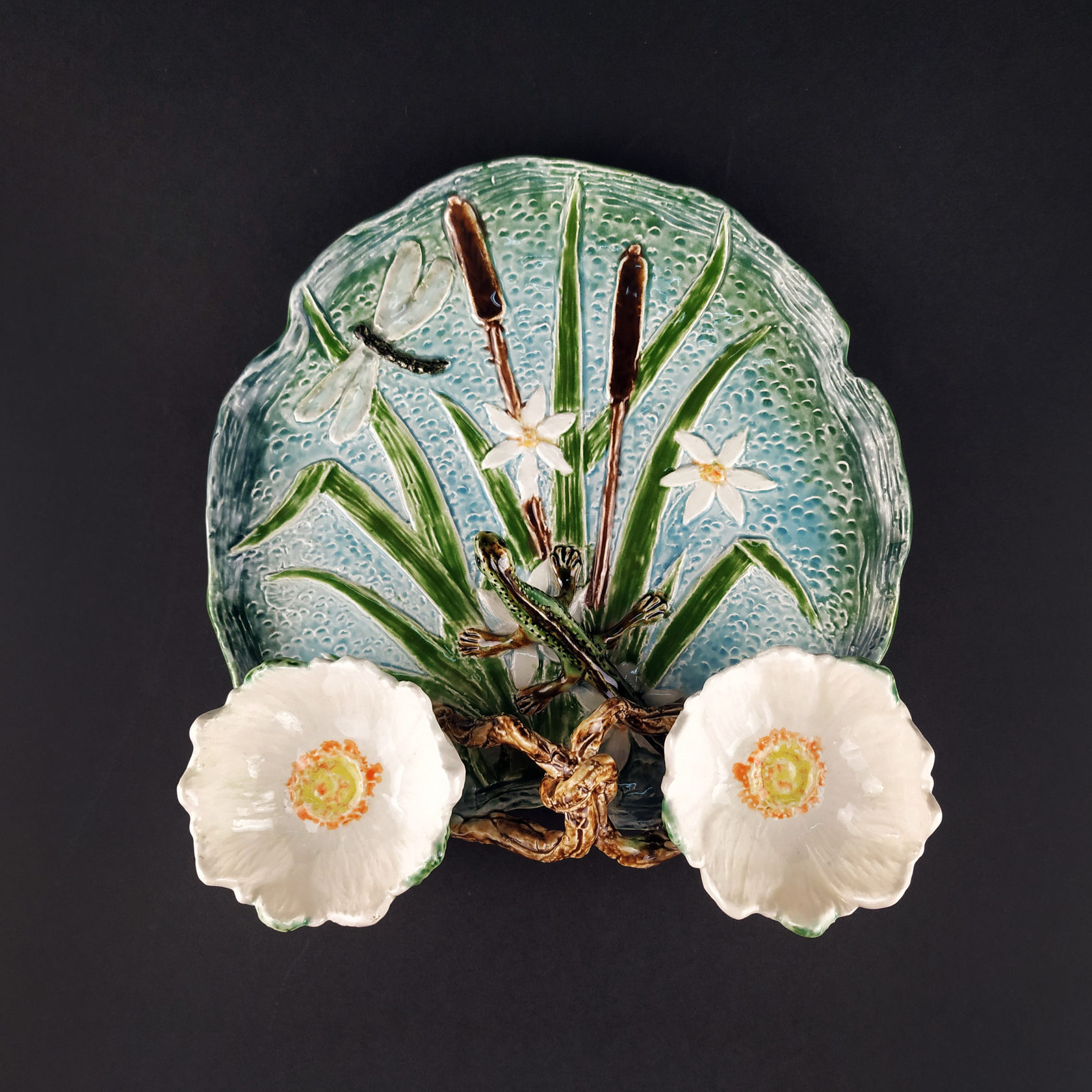 Блюдо для закусок (с двумя кувшинками) Серо-зеленый PROVANSFAIENCE sun-id-994585 - Вид №16