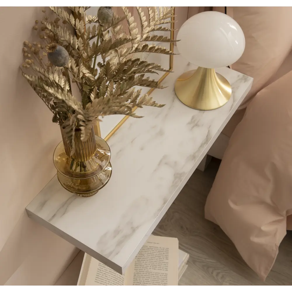 Полка настенная Spaceo White Marble 80x23.5 см МДФ цвет белый мрамор 82877507 STLM-2156757 