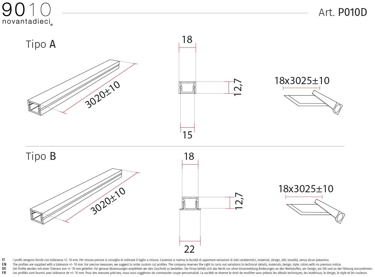 9010 novantadieci Линейный световой профиль из алюминия  P010  - Вид №5