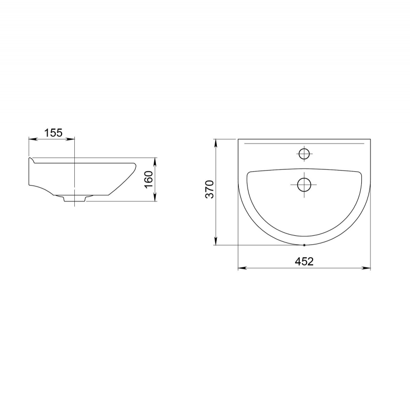 1.3131.0.S00.10B.0 Подвесная раковина настенная прямоугольная SANTERI  белая  - Вид №1