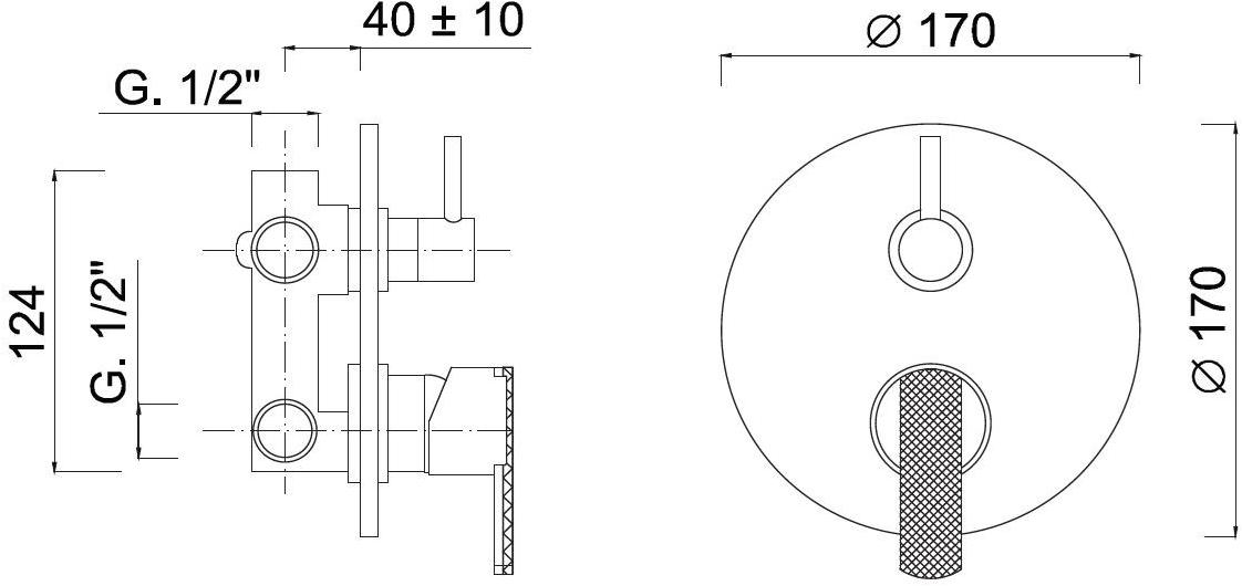 Rubinetteria Giulini Встраиваемый однорычажный смеситель для душа с переключателем Deluxe - surf F5813-4dl - Вид №1