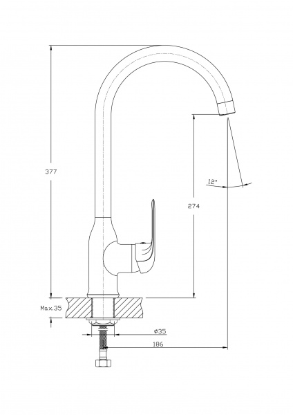 Смеситель для кухни Rush Fiji FI1835-23 с поворотным изливом, хром 115236 - Вид №1