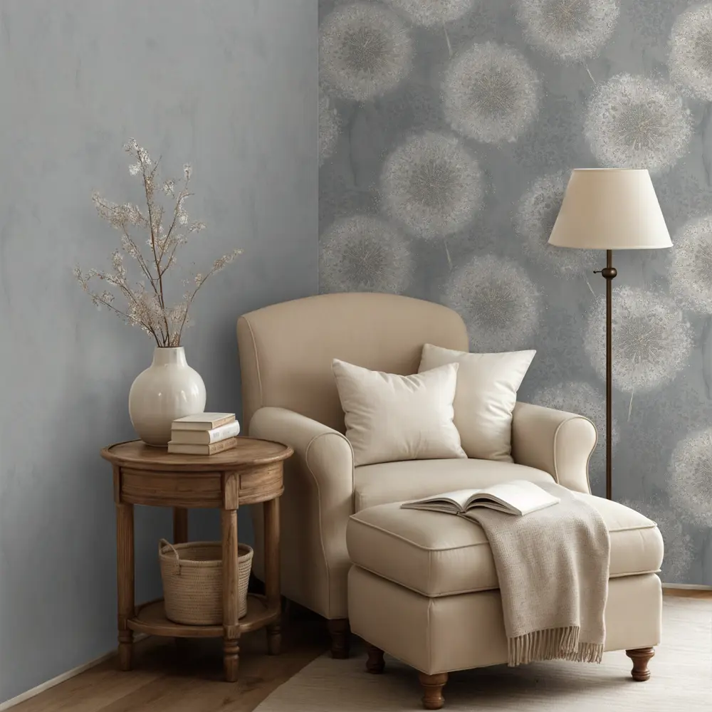 Флизелиновые обои Euro Decor Ray серые с растительным рисунком 89419305 STLM-1571681 - Вид №3