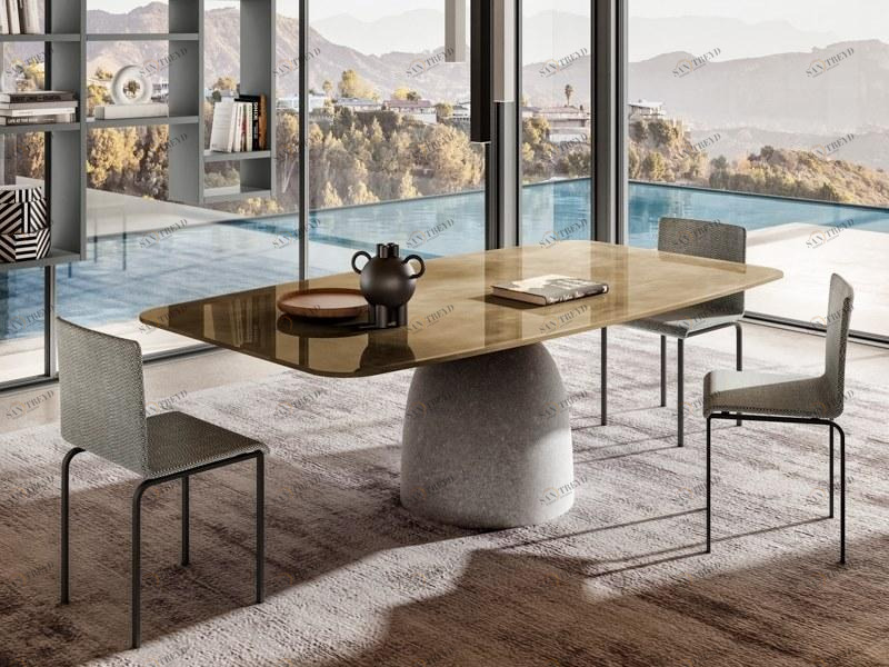 Lago Прямоугольный стол с бетонным основанием и столешницей из xglass sun-id-1510177