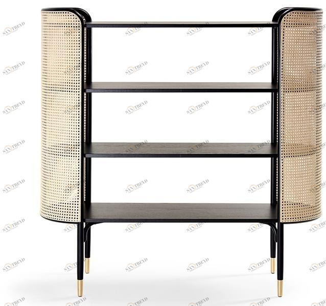 Wiener GTV Design Открытый книжный шкаф из бука и венской соломы Mos sun-id-1387942