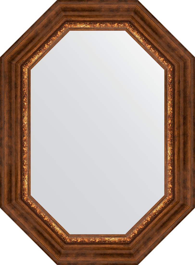 BY 7169 Зеркало в багетной раме - римская бронза 88 mm EVOFORM Octagon