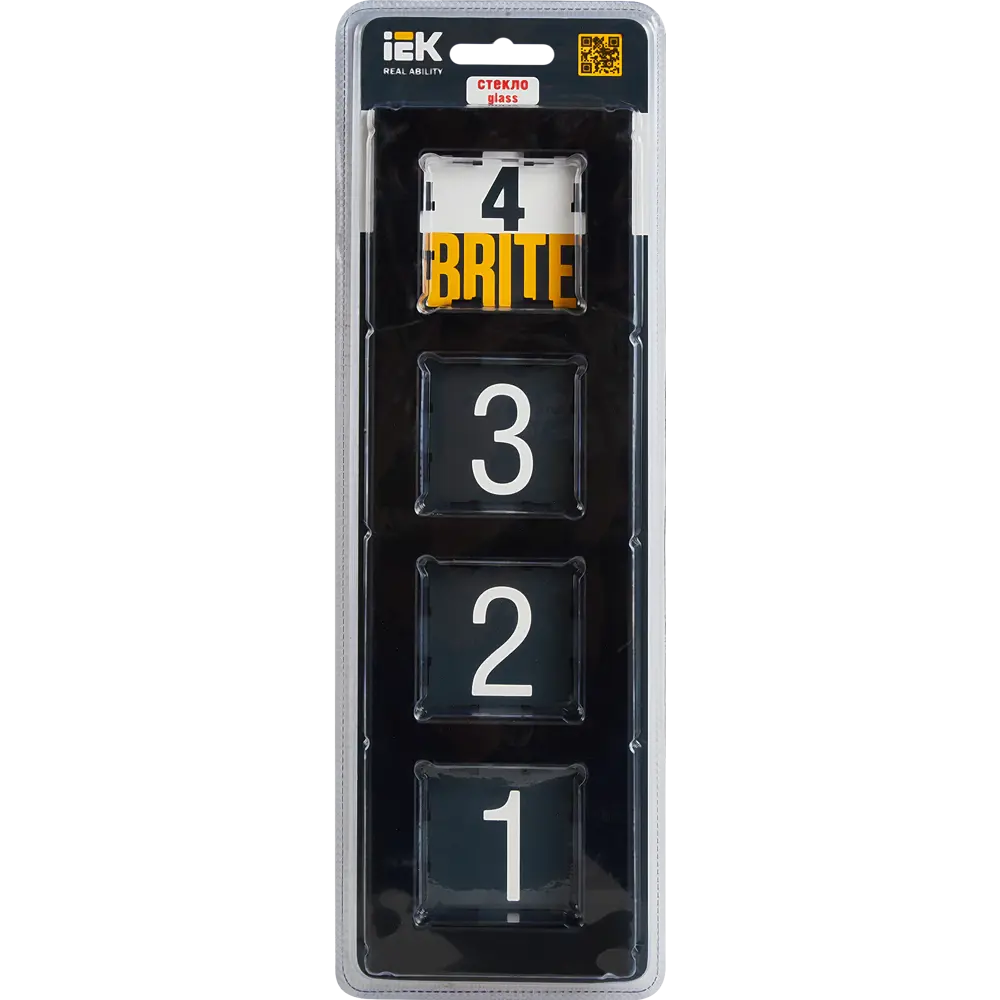 Рамка IEK Brite-4 для розеток и выключателей - черное стекло на 4 поста 87761300 STLM-1463674 - Вид №3
