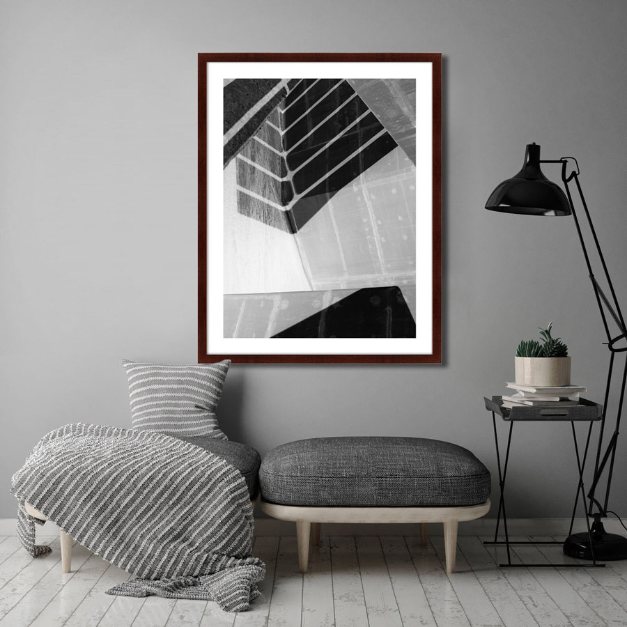 Арт-фотография в деревянной раме 78,5х100 см The curve light forms КАРТИНЫ В КВАРТИРУ  264807 Белый;черный;разноцветный  - Вид №2