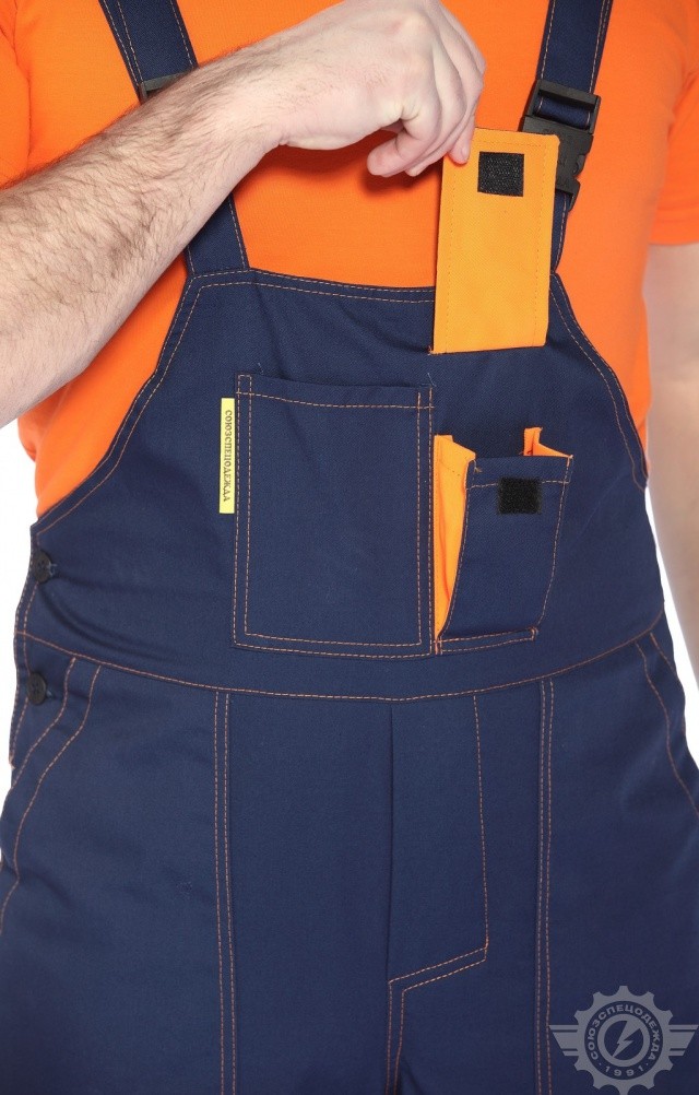 63861 Костюм "Коммунальщик" темно-синий-оранжевый с СВП (эконом)  Летняя спецодежда  размер 52-54/170-176  - Вид №11