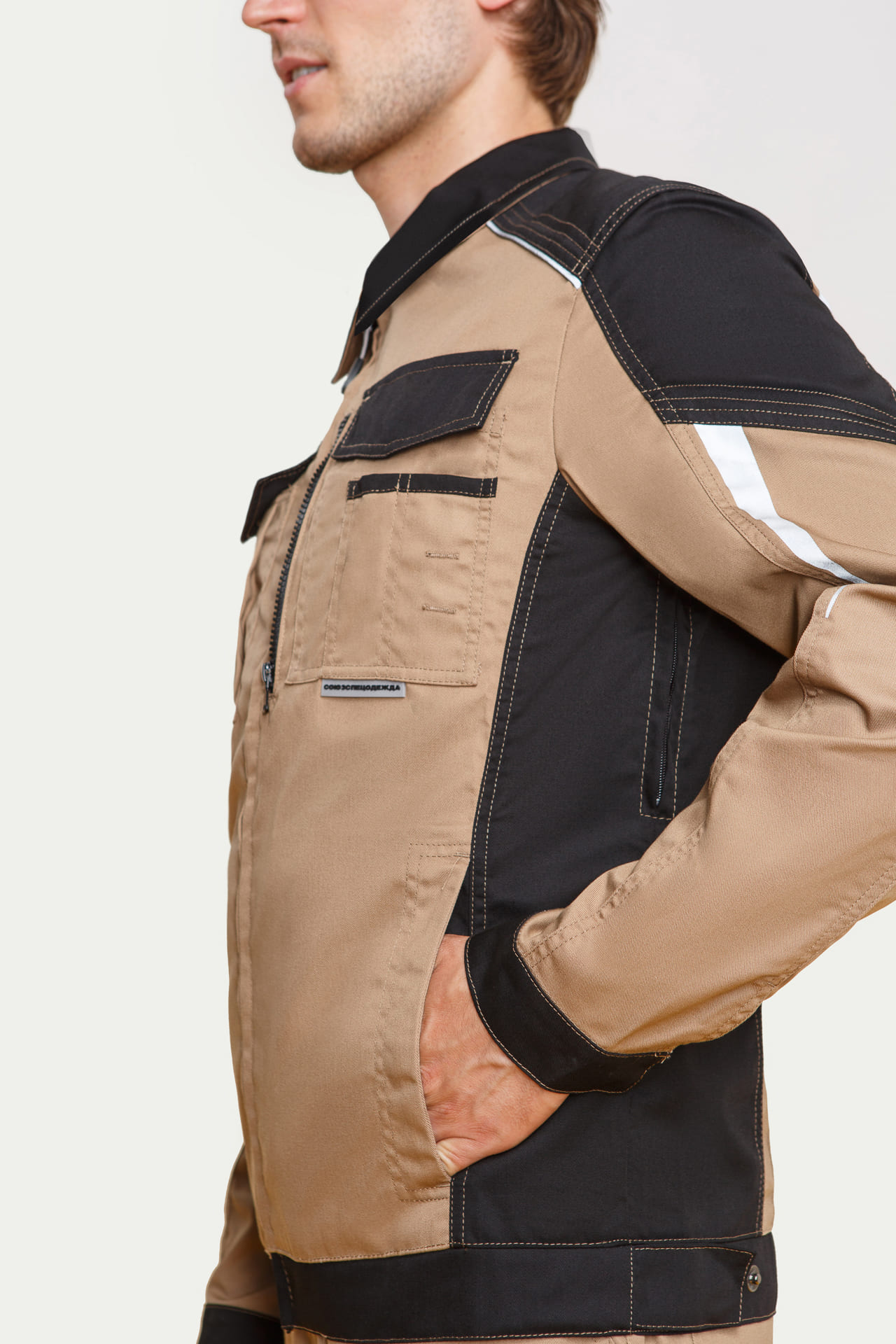 64637 Костюм  NEW 2 бежевый с черным STATUS  Летняя спецодежда  размер 64-66/170-176  - Вид №10