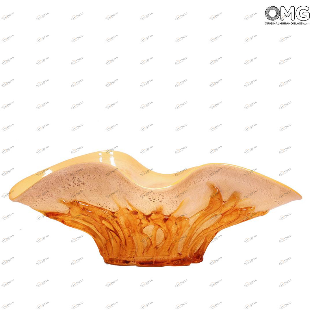 4570 ORIGINALMURANOGLASS Чаша Янтарная Лава - муранское стекло OMG  см 