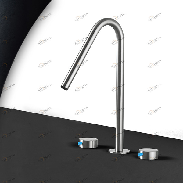 Смеситель для раковины сталь матовая с синей ручкой Toki Radomonte TKI24SCIL36