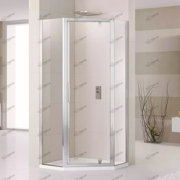 Душевой уголок 140x90 LUNES PENTAGONO G Novellini LUNES с серебристым профилем LUNESPG1401B