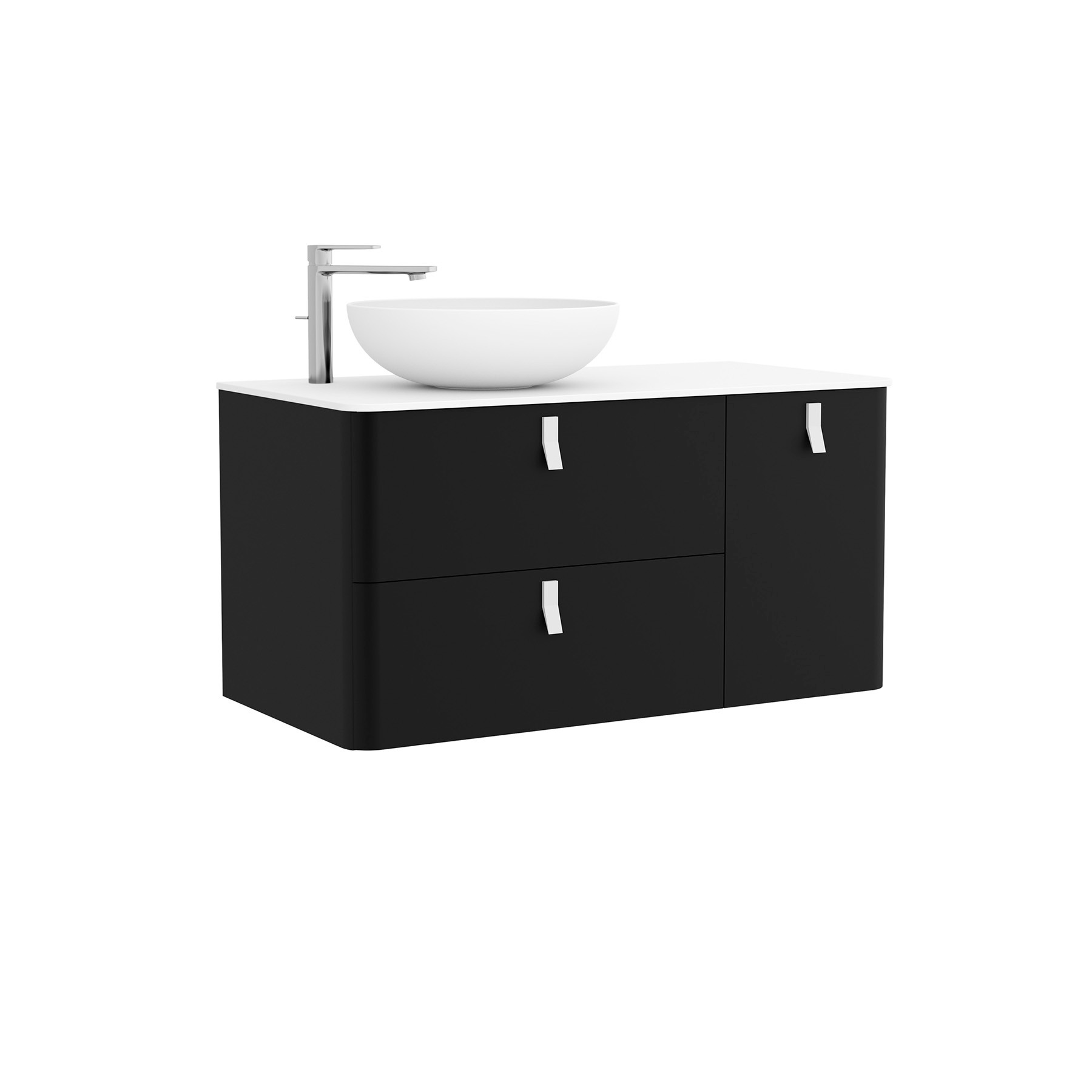 24633 SALGAR Мебель для умывальника UNIIQ 1200 правая MATT BLACK Мягкий черный  - Вид №2