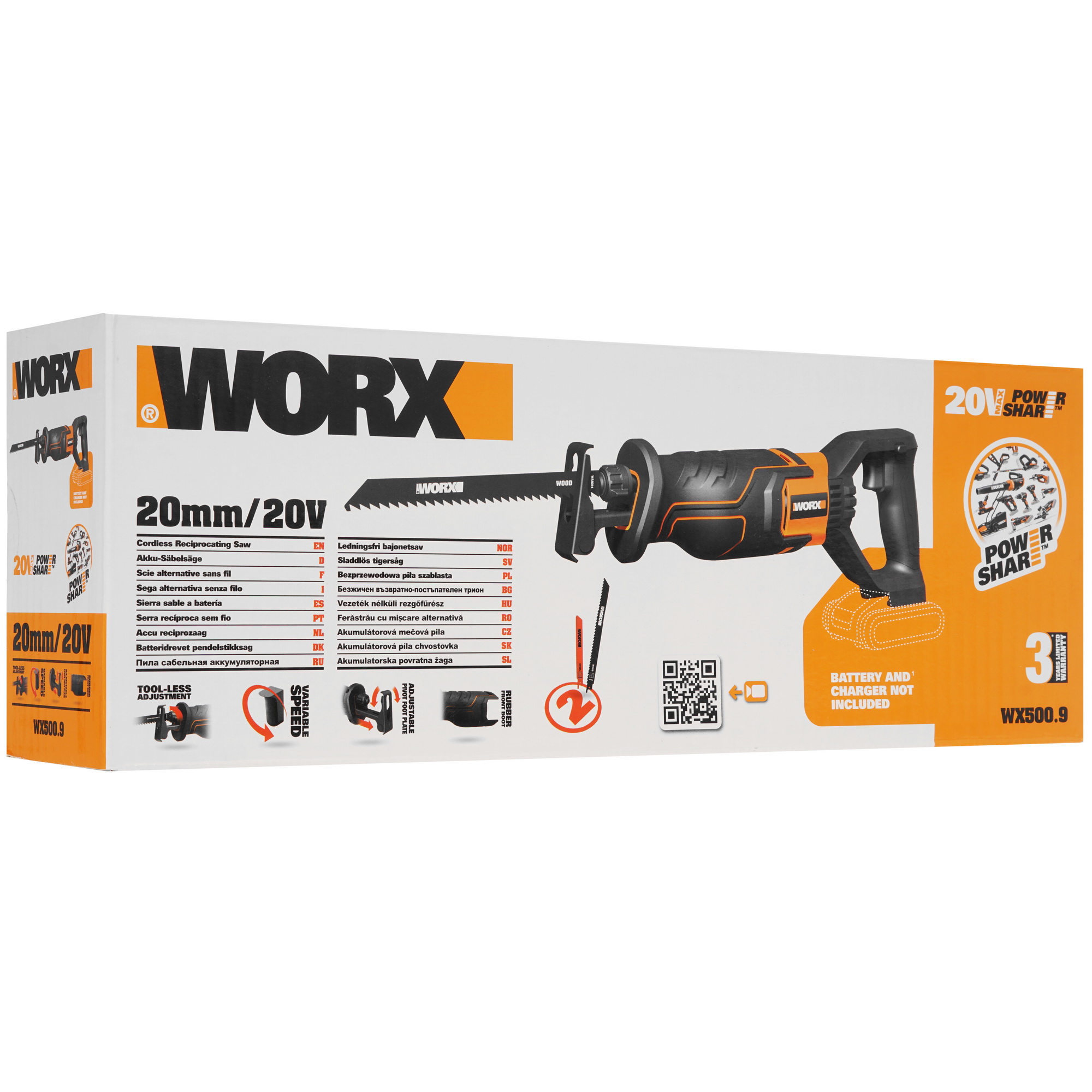 Сабельная пила WORX WX500.9 PowerShare 20V  , Без ЗУ, Без АКБ 5325117 STDN-0025788 - Вид №6