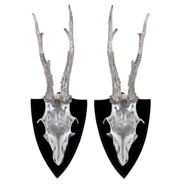 Декор настенный серебристый 2 штуки "Череп оленя" от Eichholtz EICHHOLTZ ОЛЕНЬ, ЖИВОТНЫЕ 059695 Серебро  - Вид №1