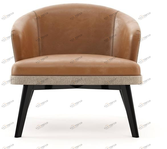 Laskasas Мягкое кресло из кожи и ткани с подлокотниками Nelly Lk4432