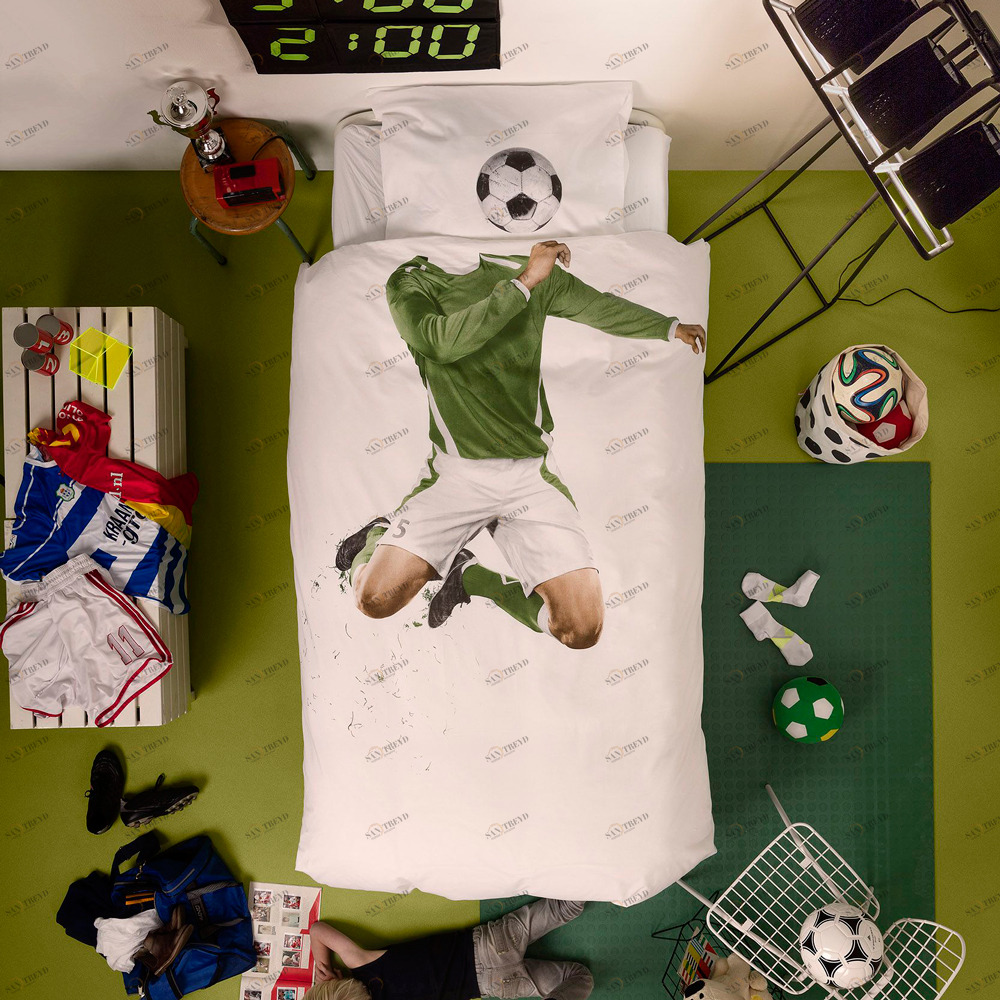 Детское постельное белье двуспальное "Футболист" 200х220 см SNURK  335509 Белый;зеленый 