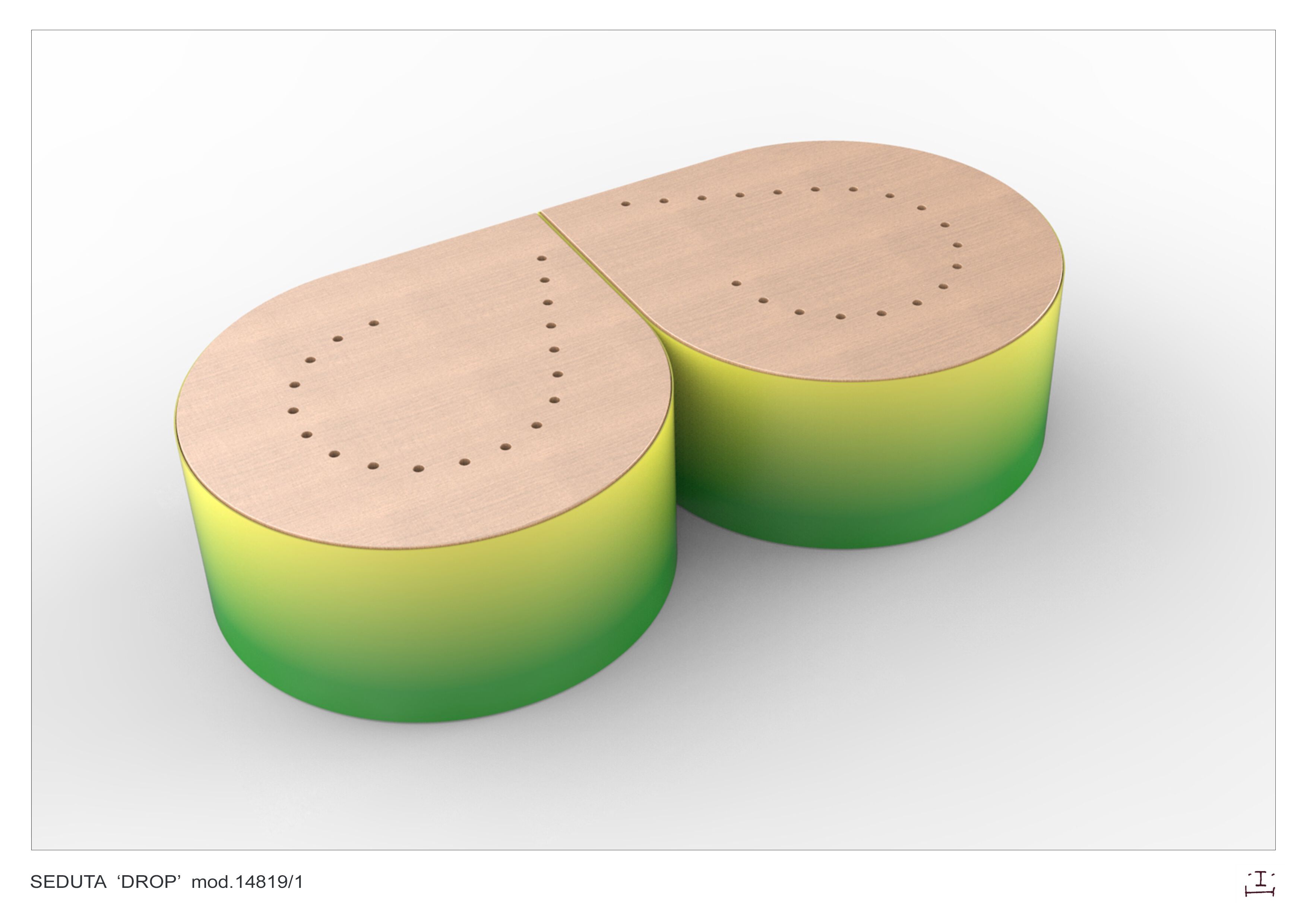 Круглая модульная скамья из листового металла и дерева без спинки CITYSì Drop ARCH-00068092 - Вид №1