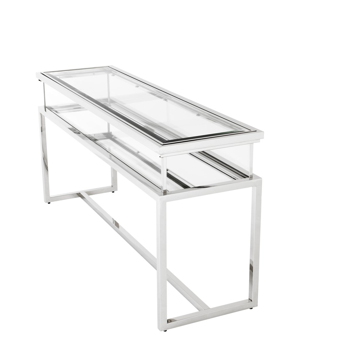 Консоль металлическая, серебро со стеклянным ящиком Harvey от Eichholtz EICHHOLTZ EICHHOLTZ 060953 Зеркальный;хром  - Вид №3