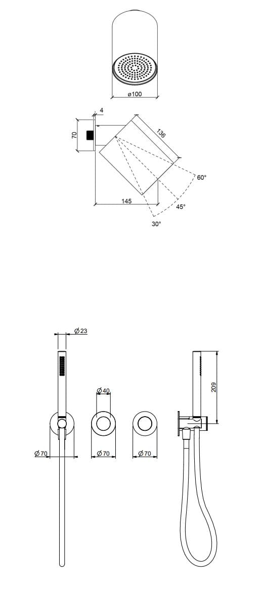 Набор для душа с 4 отверстиями QD Magistro Lab Hammer ARCH-00034918 - Вид №2