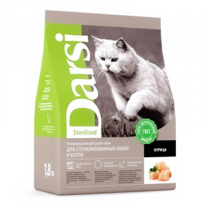 ПР0056600 Корм для кошек Sterilised для стерилизованных, курица сух. 1,8кг Darsi