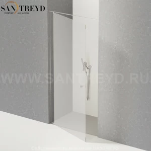 Душевое ограждение PLAN-A подрезаемое, стеклянная экстрапрозрачная перегородка с матовыми хромированными профилями. Размеры: длина от 70 до 100 см