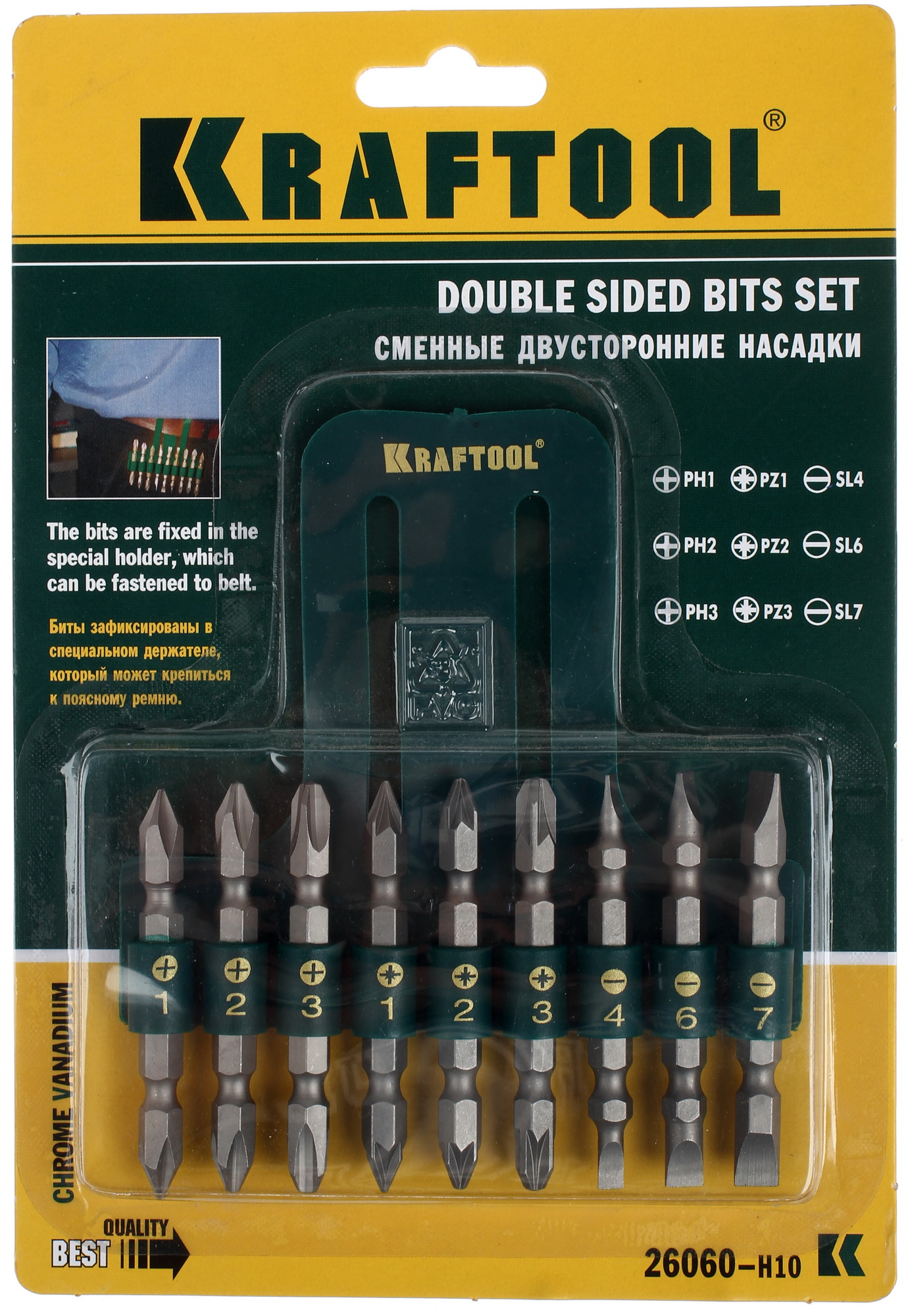 Набор бит KRAFTOOL 26060-H10 1065199 STDN-0069793