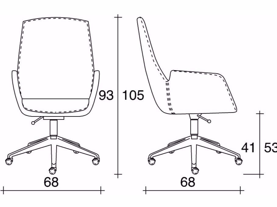 Регулируемое по высоте офисное кресло с кожаными колесами с 5 спицами TALIN Nubia ARCH-00048103 - Вид №1