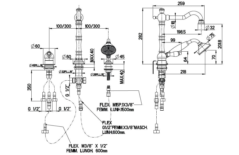 Смеситель для ванны с 3 отверстиями Gaia Mobili Complements ARCH-00137146 - Вид №2