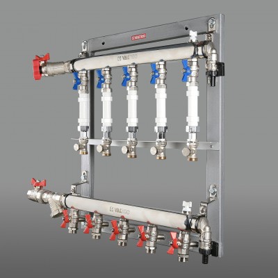 VT.GPM.06S04.L8 Узел этажный для поквартирного учета тепловой энергии Valtec 1", 8 вых., ввод слева  - Вид №1