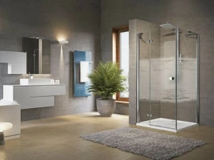 NOVELLINI Угловая душевая кабина с распашной дверцей и неподвижным бортиком Brera