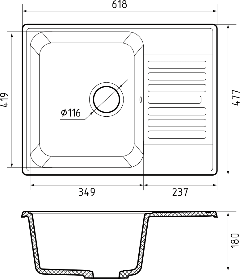 Кухонная мойка 13 GRANFEST QUARZ - Вид №1