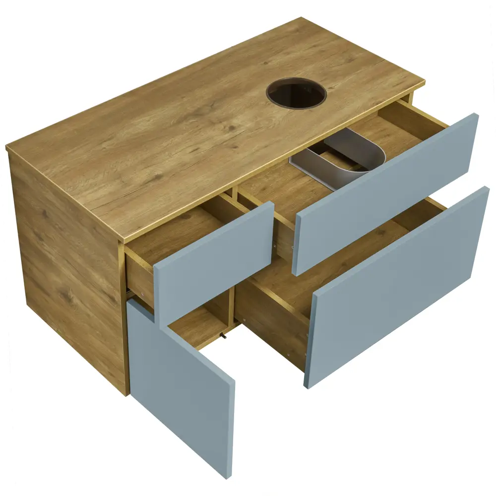 Тумба под раковину подвесная Aquaton «Мишель» 100 см цвет зелено-голубой АКВАТОН STLM-2075197 - Вид №2