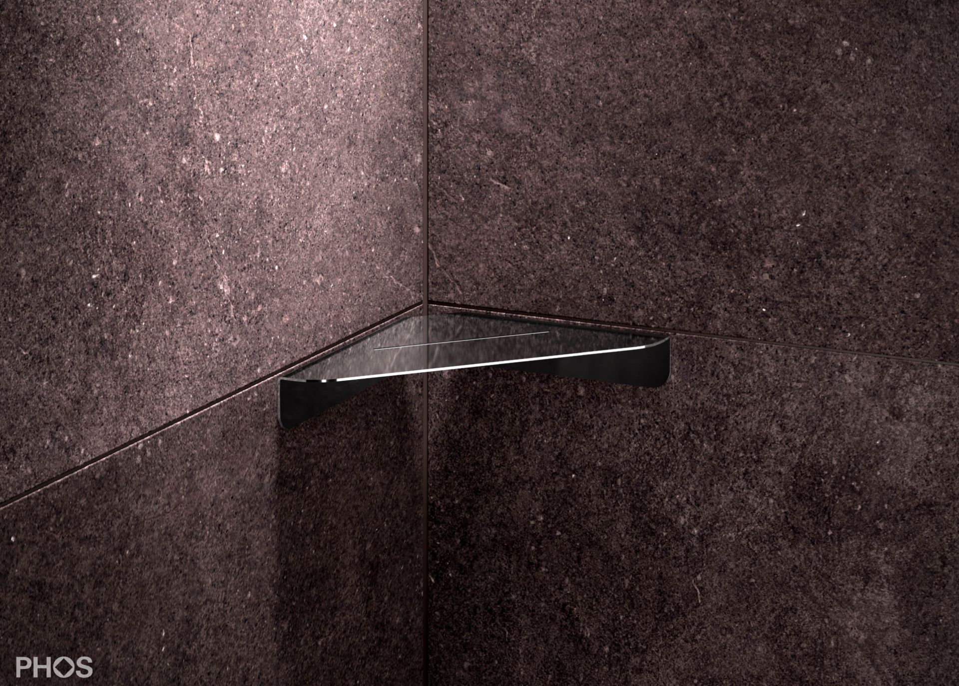 DAE230K-PL Клееная угловая душевая полка, 23 x 23 см, полированная PHOS  - Вид №2