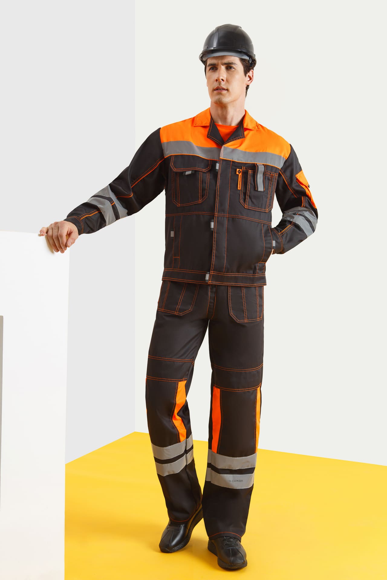 61848 Костюм "Профессионал-2" с СВП черно-оранжевый  Летняя спецодежда  размер 60-62/182-188  - Вид №13
