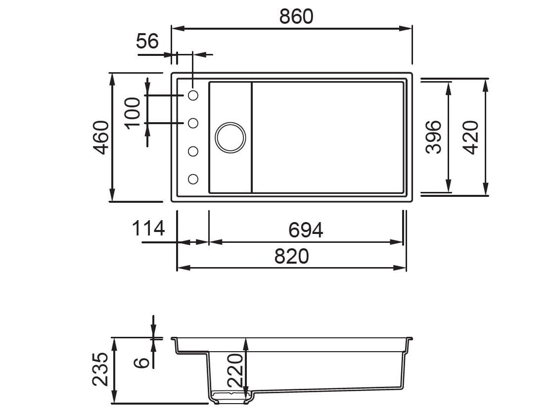 Раковина с одной чашей в Кератеке Elleci элитная кухня ARCH-00022898 - Вид №4