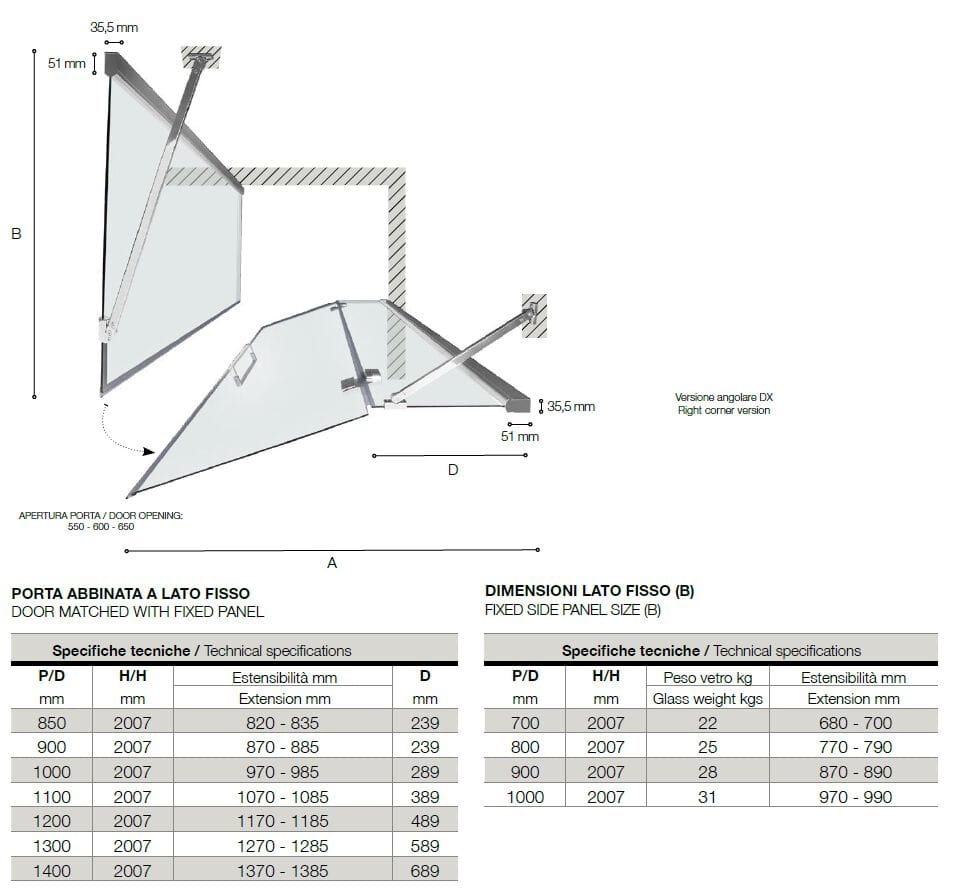 Алюминиевая и стеклянная душевая кабина с распашной дверью TAMANACO TEPB43 ARCH-00039741 - Вид №4
