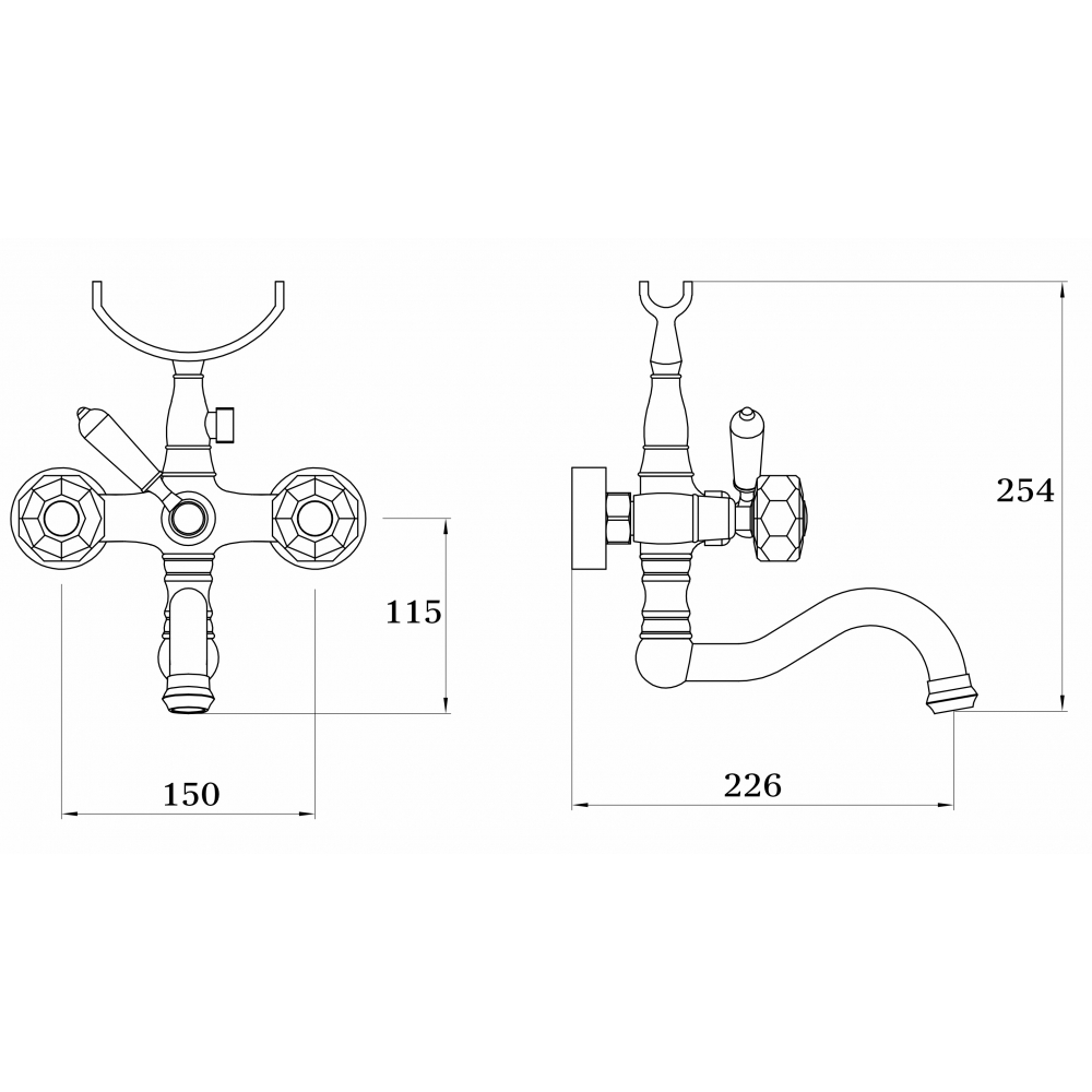 GZ 09036E Смеситель двухвентильный для ванны Ganzer Золото Ganzer Германия 13868 - Вид №2