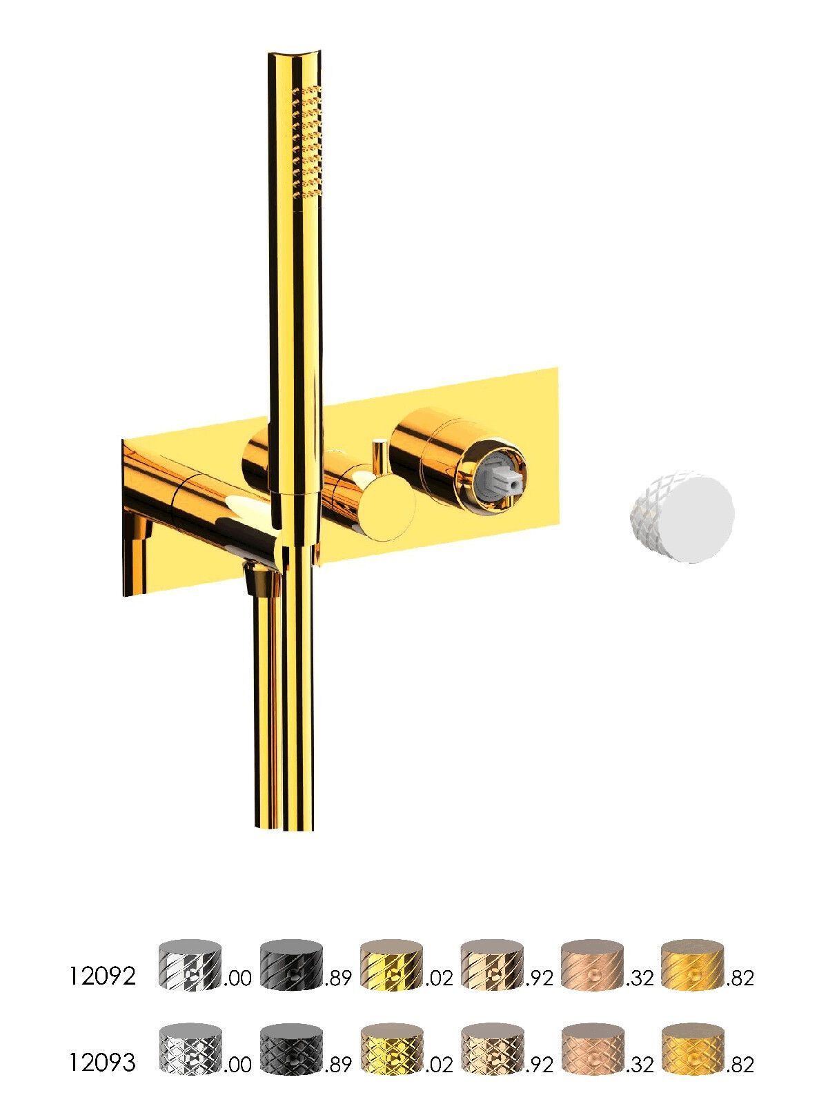 Настенный смеситель для ванны с 3 отверстиями и ручным душем Rubinetterie Frattini отдельная эстетика ARCH-00105690 - Вид №15