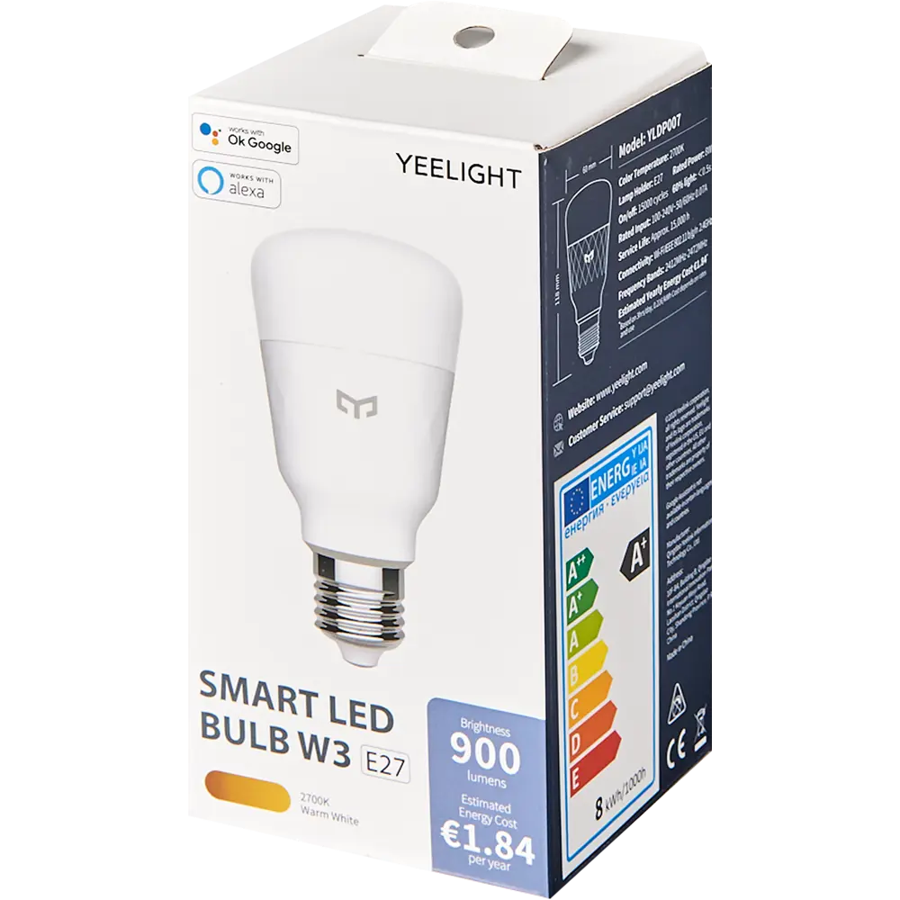 Лампа умная светодиодная Yeelight E27 200-240 В 10 Вт груша матовая 800 лм теплый белый свет для диммера 89193416 STLM-2163709  - Вид №4