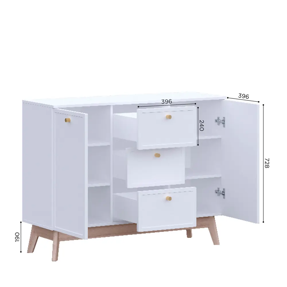 Комод KONSENSA Амьен 3 ящика 120x94x41.7 см ЛДСП цвет белый 89448127 STLM-2138879 Лион - Вид №8