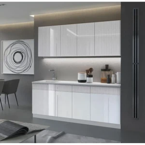 91751559 Кухня Миф Оливия 200x215x60 см ЛДСП цвет белый глянец STLM-1460924