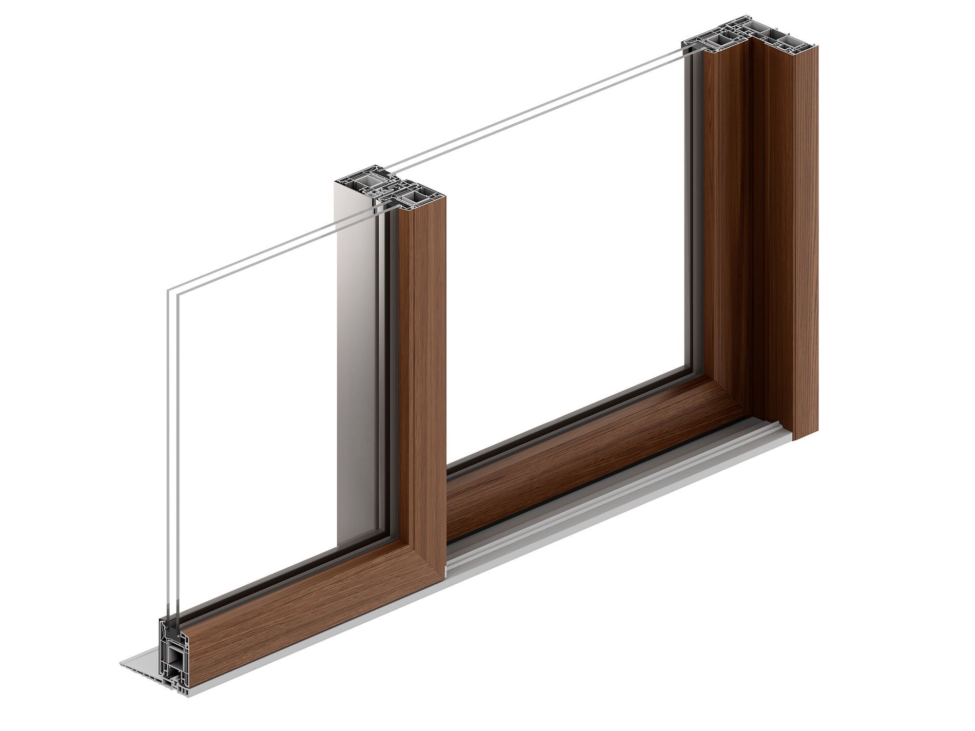 Раздвижные окна из ПВХ с алюминиевой крышкой Tecnoplast Sistema P80 ALU SA ARCH-00152406