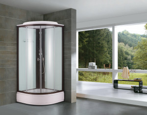 Душевая кабина NG- 6701-14 (900х900х2150) низкий поддон(26см) стекло ПРОЗРАЧНОЕ черные профиля