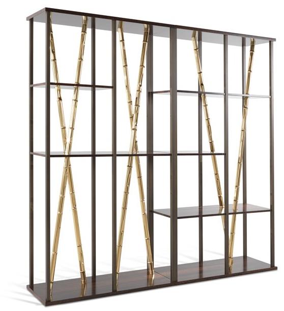 ETRO Home Interiors Открытый книжный шкаф из эвкалипта и металла Taxila E.tax.541.a - Вид №1