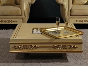 Vismara Design Низкий лакированный квадратный деревянный журнальный столик в классическом стиле Classic