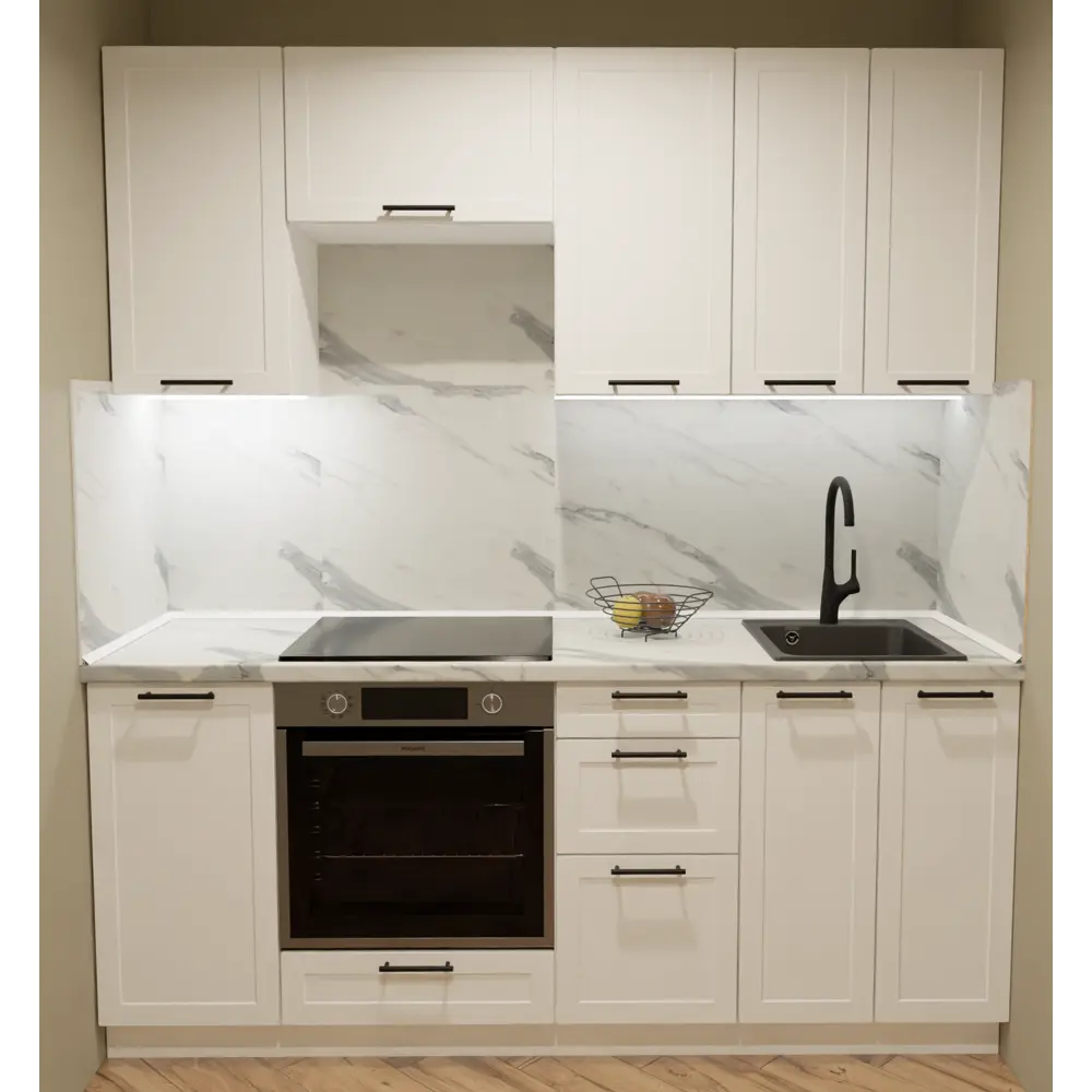 Кухонный гарнитур 200x60 см Ньюпорт ВУШ цвет белый KONSENSA STLM-2017740