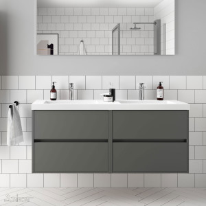 85099 SALGAR Мебель для умывальника NOJA 1400 MATT GREY + Раковина Мэтт Грей